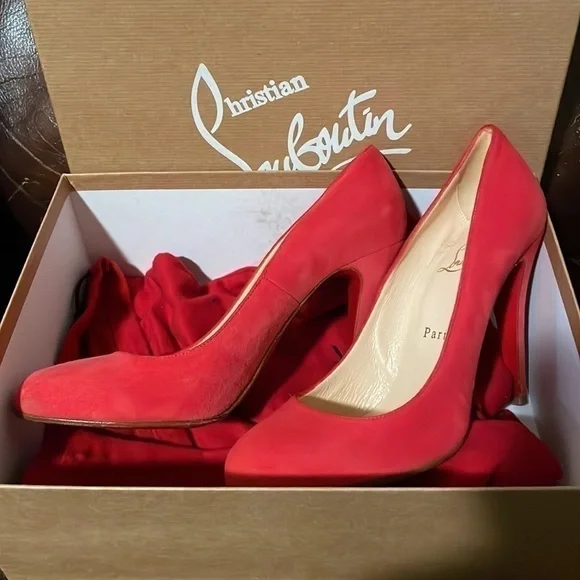 Christian Louboutin Simple pump no platform, 38.5 tender Coral Veau Velour suede - Picture 5 of 10